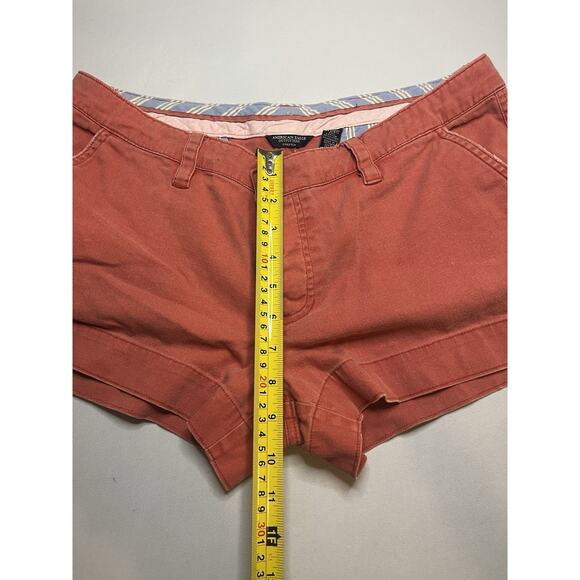 American Eagle Coral Chino Shorts Size 12 Distressed Cuffed Pockets - Picture 4 of 8